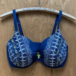 Victoria’s Secret Body by Victoria Lined Perfect Coverage Bra Blue Lace 34 DDD